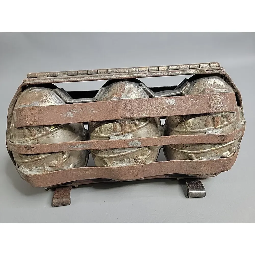 Antique Metal Hinged Chocolate Mold 3 Easter Egg